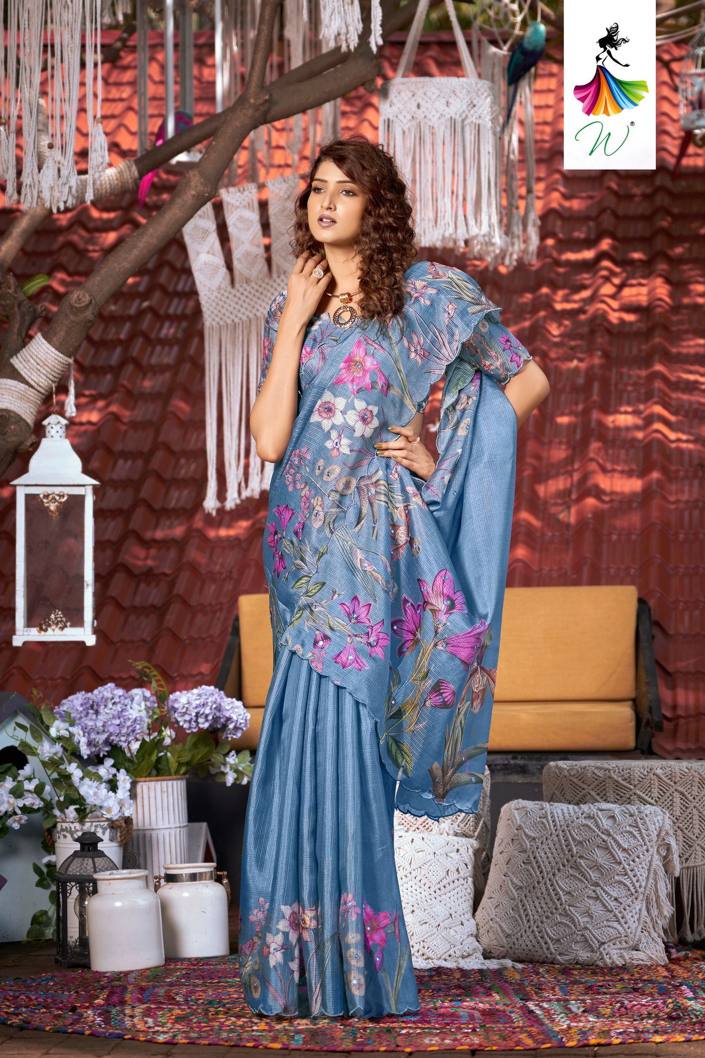 Essence Kota Doriya Digital Floral Print Sari