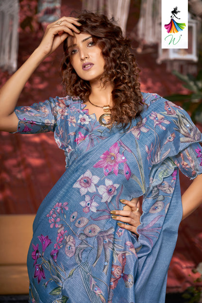 Essence Kota Doriya Digital Floral Print Sari