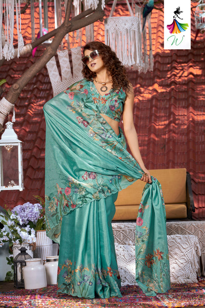 Essence Kota Doriya Digital Floral Print Sari