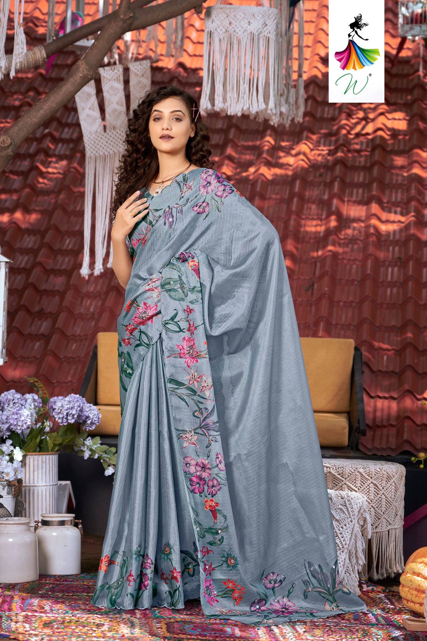 Essence Kota Doriya Digital Floral Print Sari