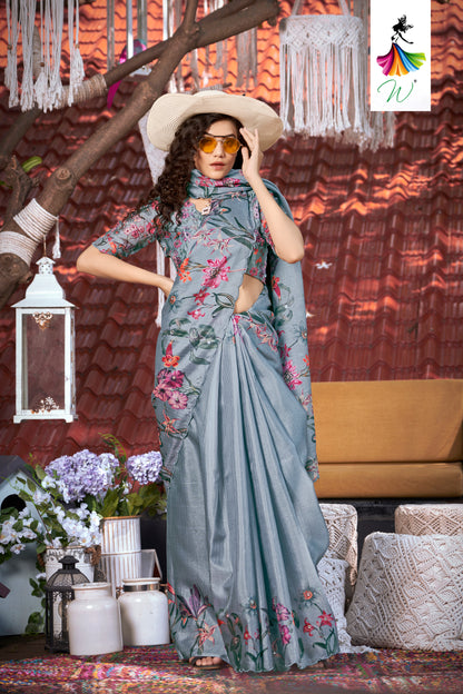 Essence Kota Doriya Digital Floral Print Sari