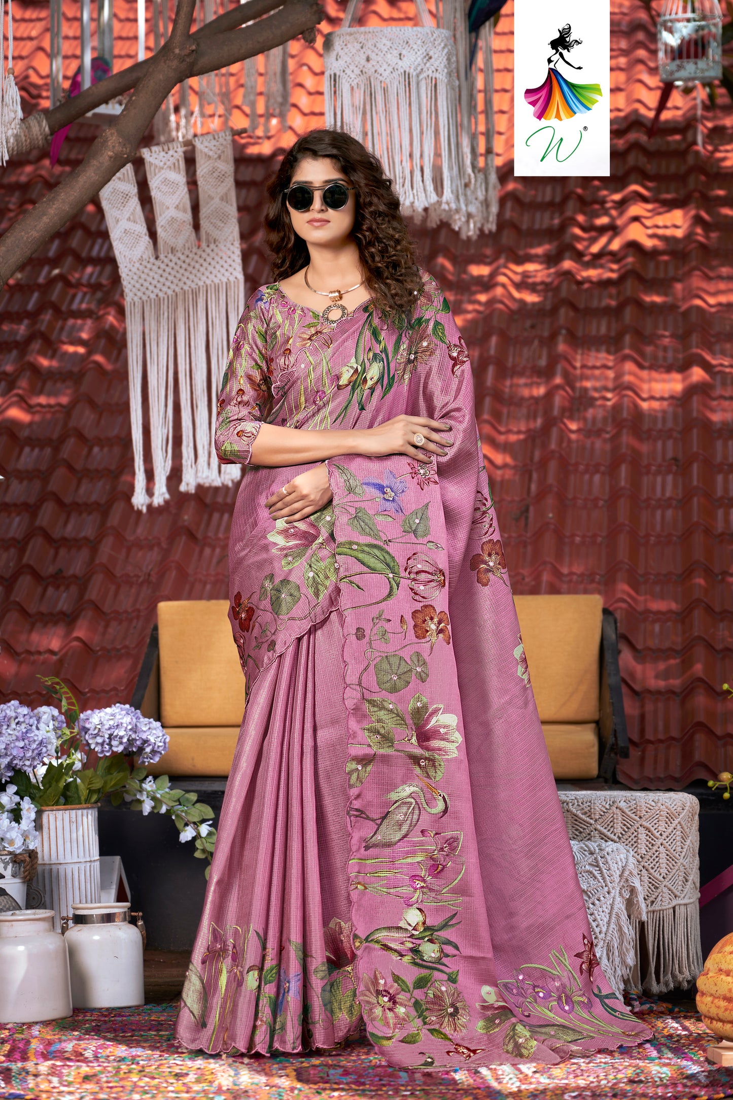 Essence Kota Doriya Digital Floral Print Sari