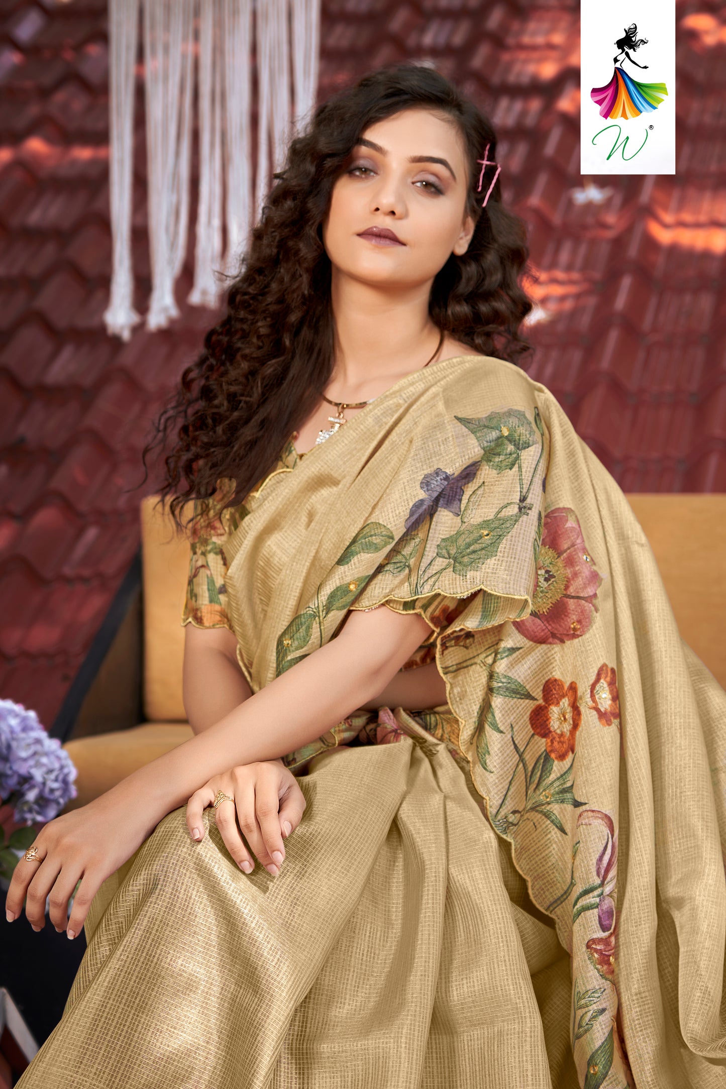 Essence Kota Doriya Digital Floral Print Sari