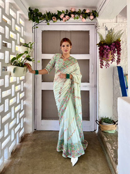 Citra Chiffon Embroidery Saree - Womantra